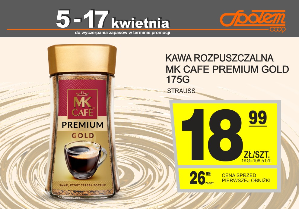 Sklepy Społem - KAWA ROZPUSZCZALNA MK CAFE PREMIUM GOLD 175G