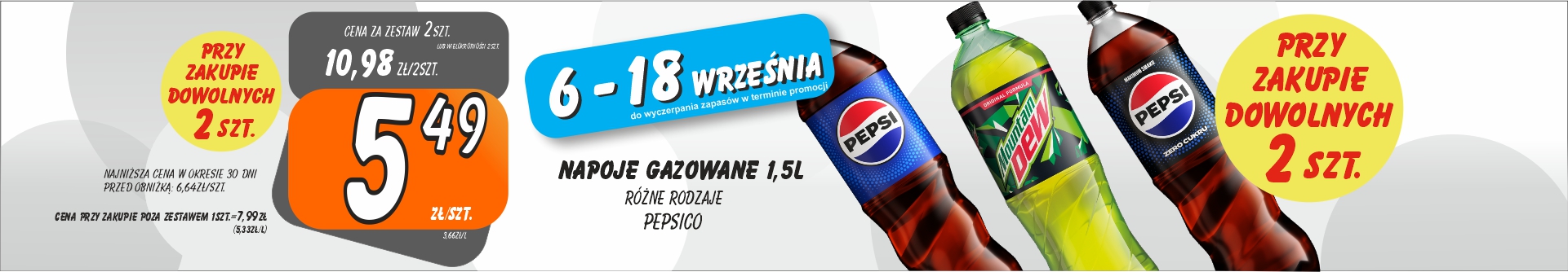 Sklepy Społem - NAPOJE GAZOWANE 1.5L RÓŻNE RODZAJE 5.49ZŁ/SZT PRZY ZAK.2SZT