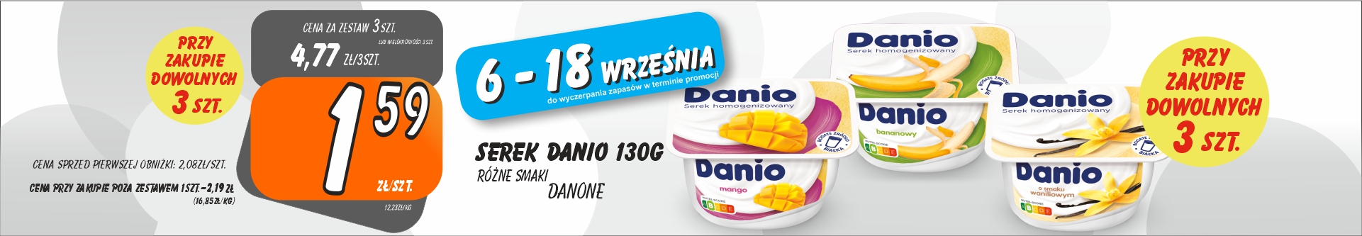 Sklepy Społem - SEREK DANIO 130G RÓŻNE SMAKI 1.59ZŁ/SZT PRZY ZAK.3SZT