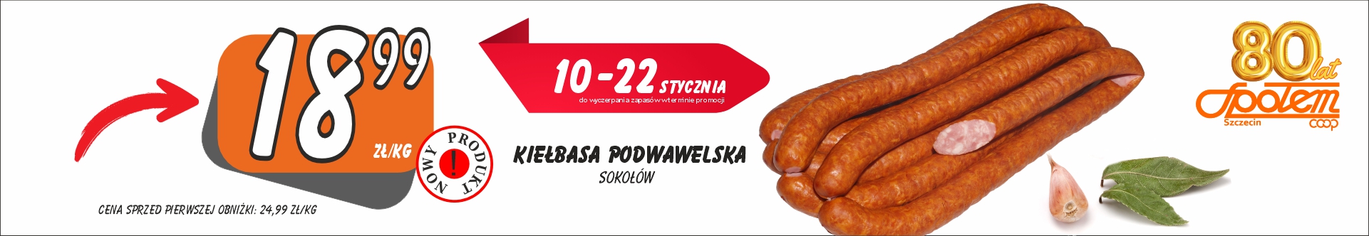 Sklepy Społem - KIEŁBASA PODWAWELSKA SOKOŁÓW 1KG