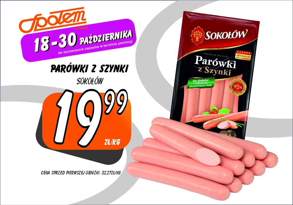 Sklepy Społem - PARÓWKI Z SZYNKI SOKOŁÓW