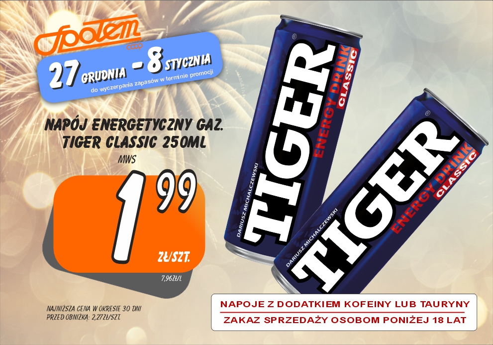 Sklepy Społem - NAPÓJ ENERGETYCZNY TIGER GAZ. TIGER CLASSIC 250ML