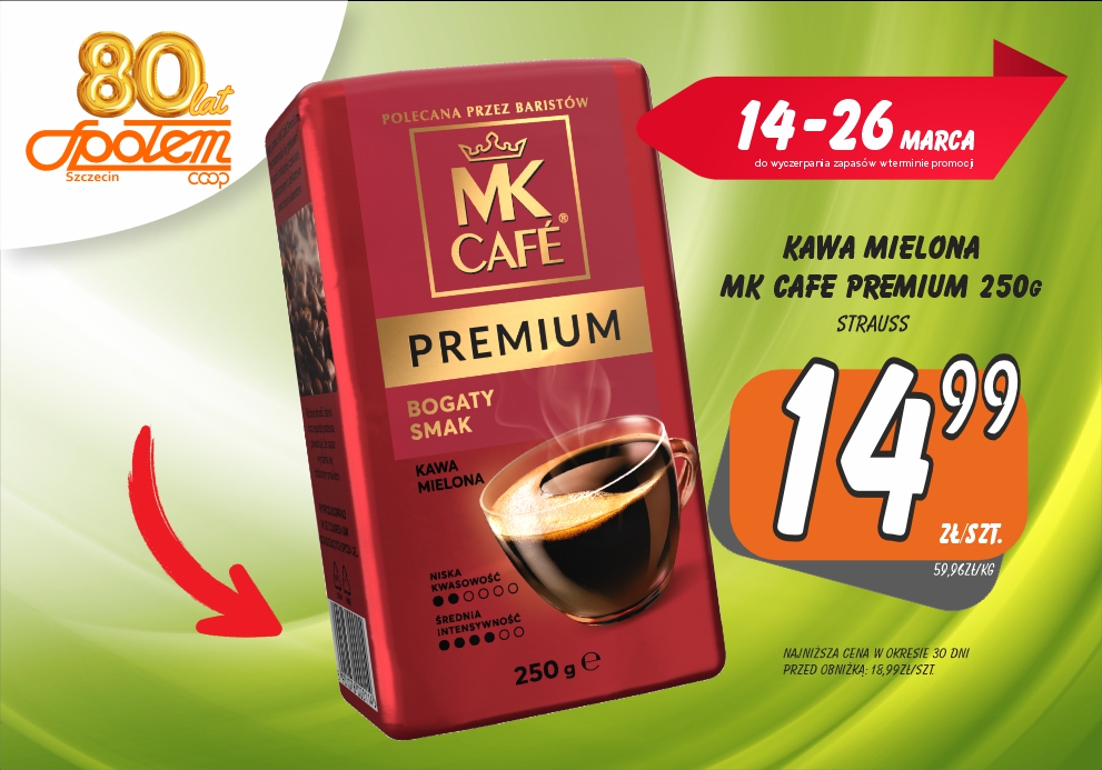 Sklepy Społem - KAWA MIELONA MK CAFE PREMIUM 250G